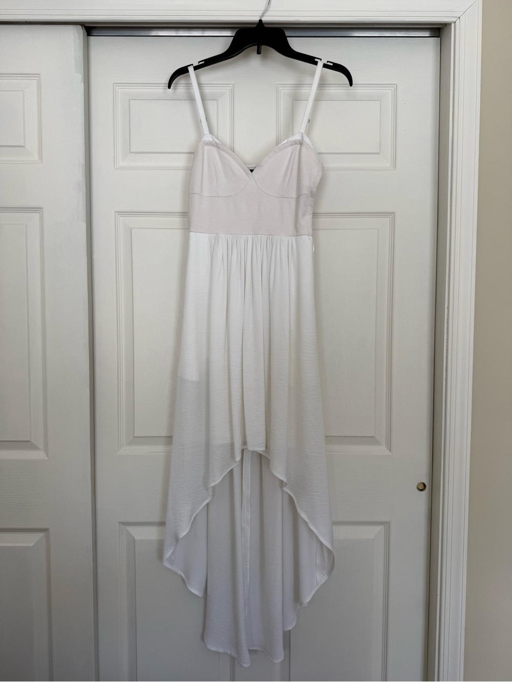 BCBGMaxAzria White High-Low Spaghetti Strap Dress